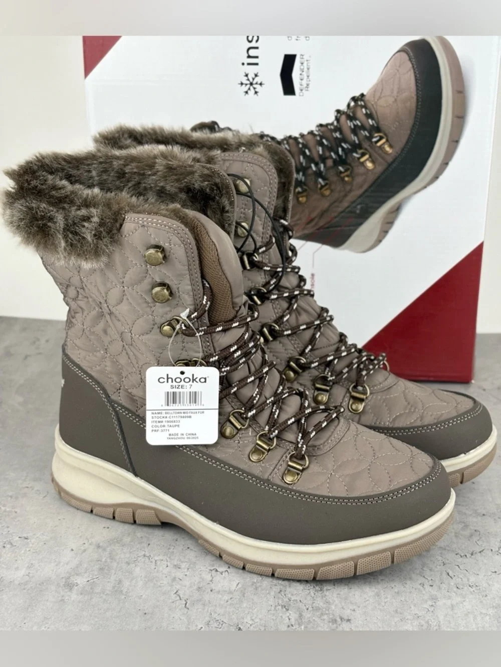 New Chooka Women's Insulated Belltown Mid Faux Fur Winter Snow Boots Size 7